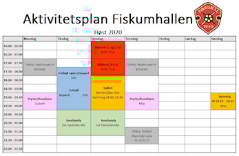 Aktivitetsplanen for Fiskumhallen høsten 2020